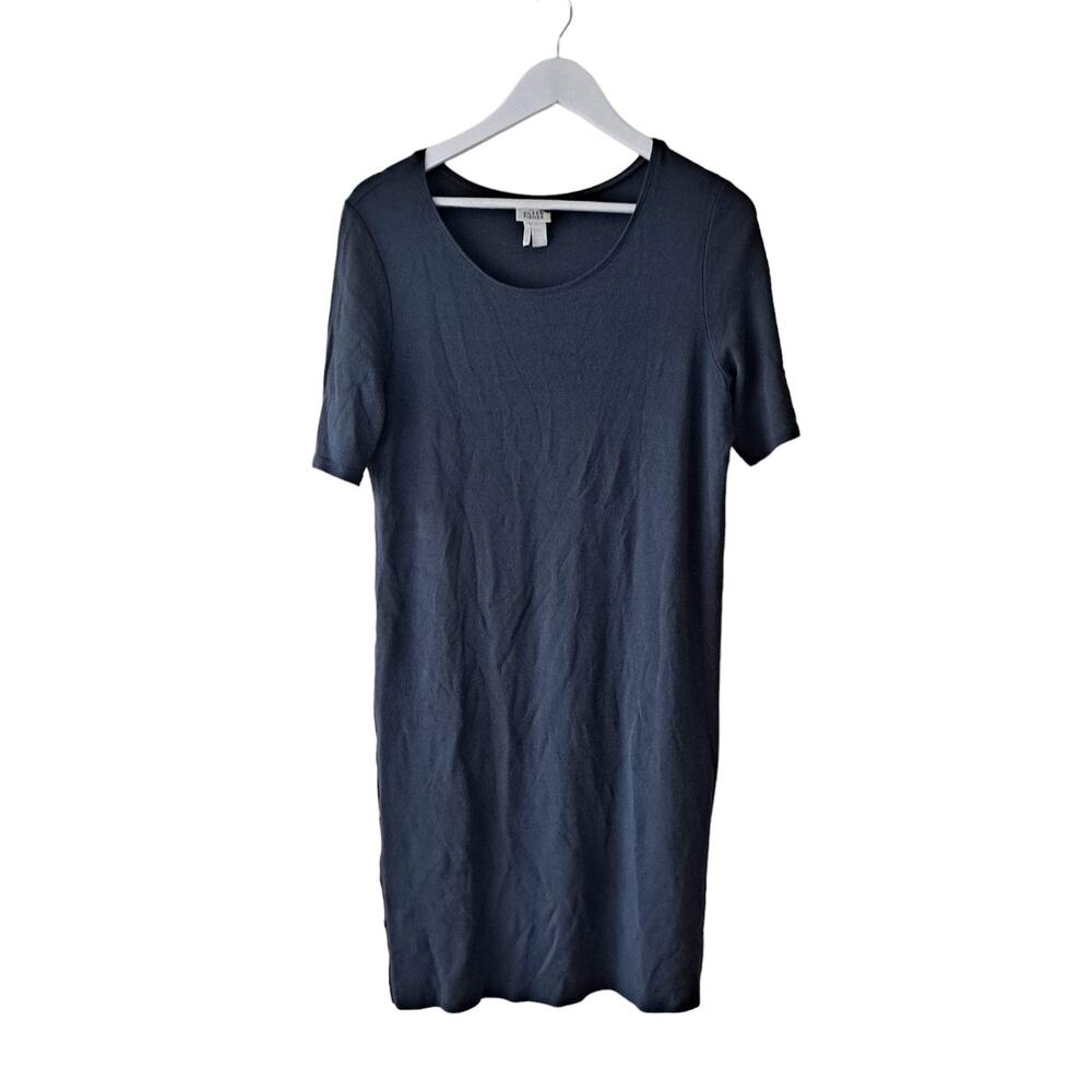 Eileen Fisher T-Shirt Dress Scoop Neck Short Sleeve Relaxed Boxy Gray Size S